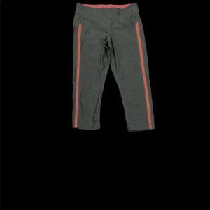 Women grey Under Armour Striped Training Capri Leggings Grey small